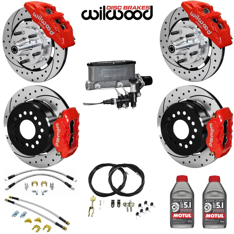 4-Wheel Disc Master Kit, Wilwood, 12" Drilled/Slotted Rotors, 6-Piston Front & 4-Piston Rear Calipers For Oe Amc Spindles, 1968-1979 Amc (Except Control Freak Ifs) - Drop Ships In Approx. 2-4 Months 1