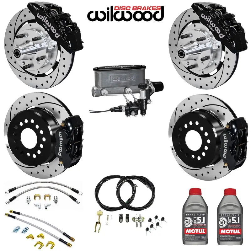 4-Wheel Disc Master Kit, Wilwood, 12" Drilled/Slotted Rotors, 6-Piston Front & Rear, 1967-1983 Amc (For Control Freak Ifs Only) - Drop Ships In Approx. 2-3 Months 1