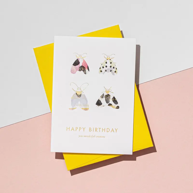 À L'aise - Card - Happy Birthday (Moth - Yellow Envelope) 1