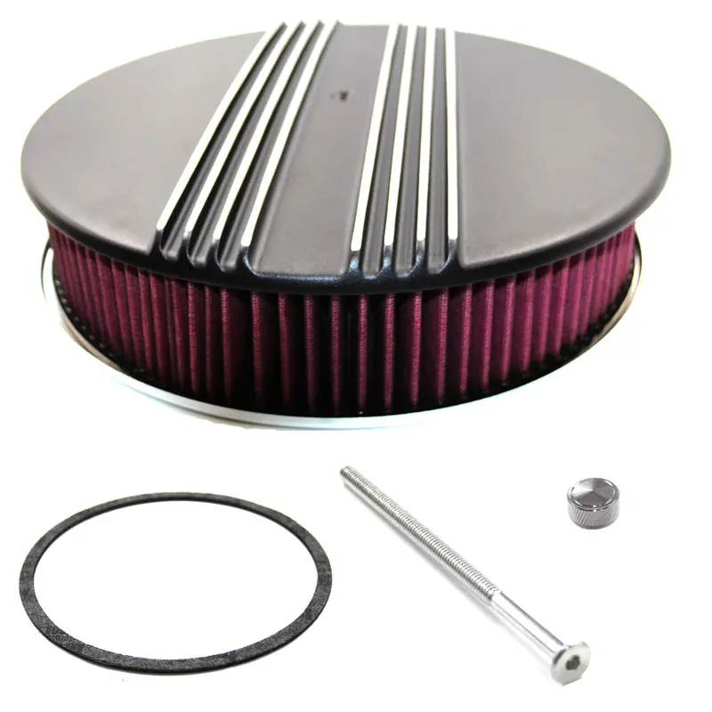 Air Cleaner Kit, Black Finned Aluminum, 1966-91 Amc, Jeep 1