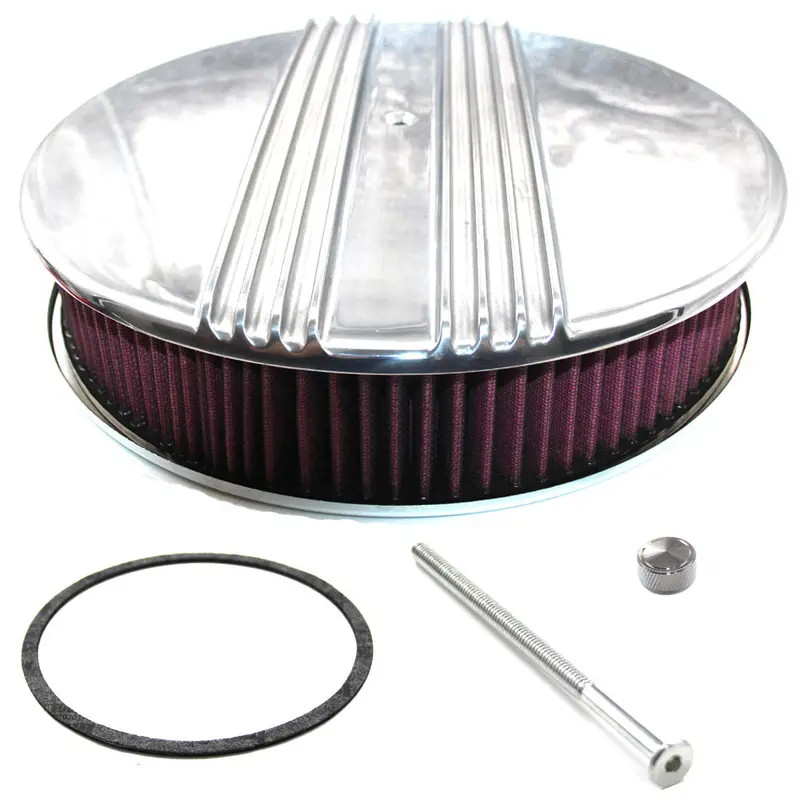Air Cleaner Kit, Polished Finned Aluminum, 1966-91 Amc, Jeep 1