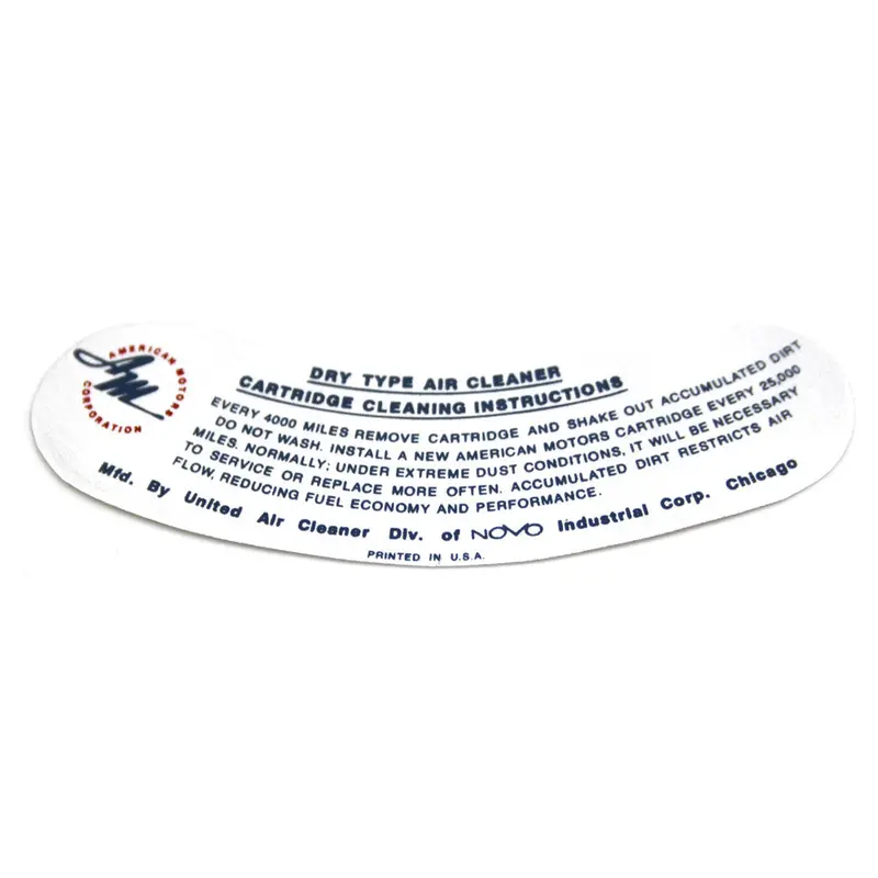 Air Cleaner Service Decal, 1964-65 Rambler American 1