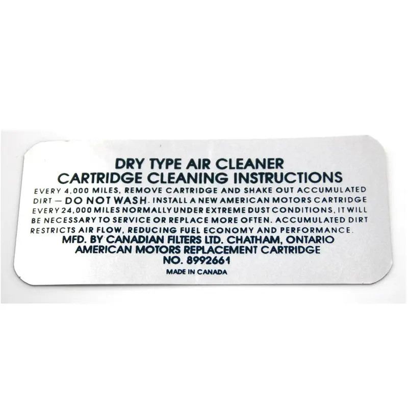 Air Cleaner Service Decal,  V-8, 8992661, 1972 Amc 1