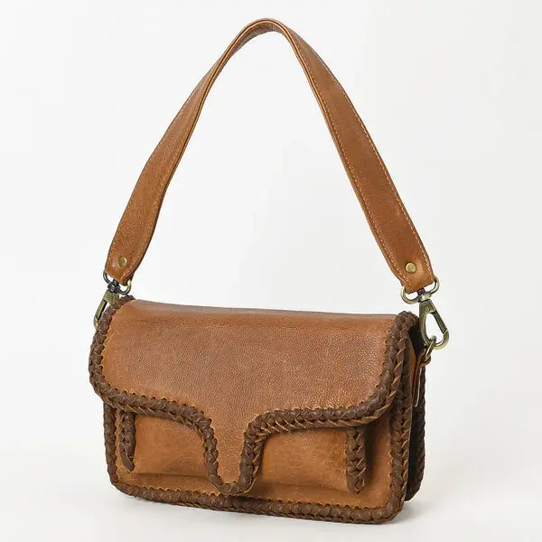 American Darling Mini Leather Shoulder Bag With Braided Trim - Adbgm405b 1