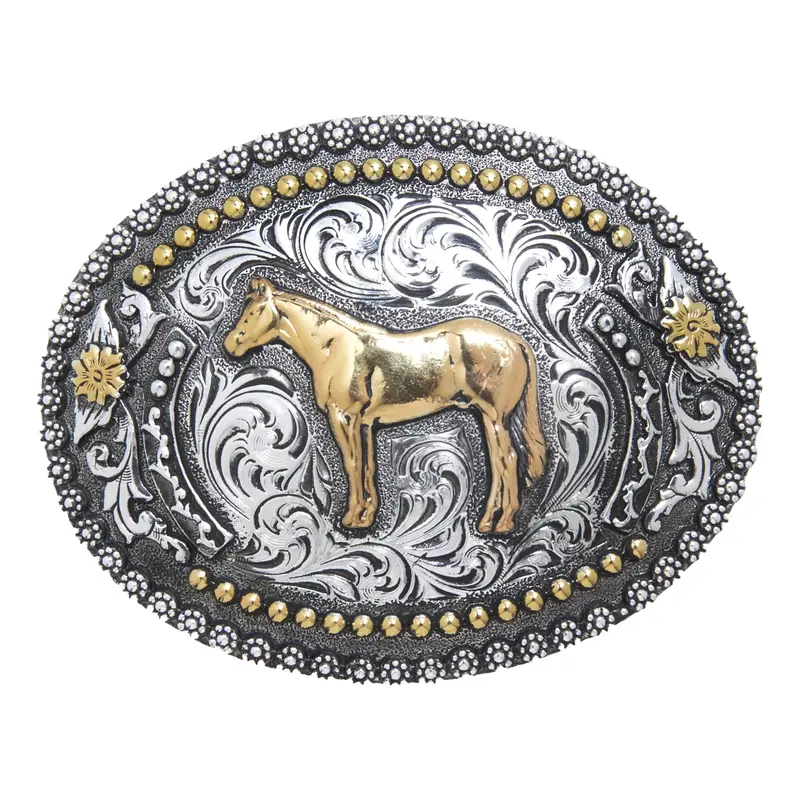 And West Standing Horse Oval With Fancy Berry Edge Buckle - 704 1