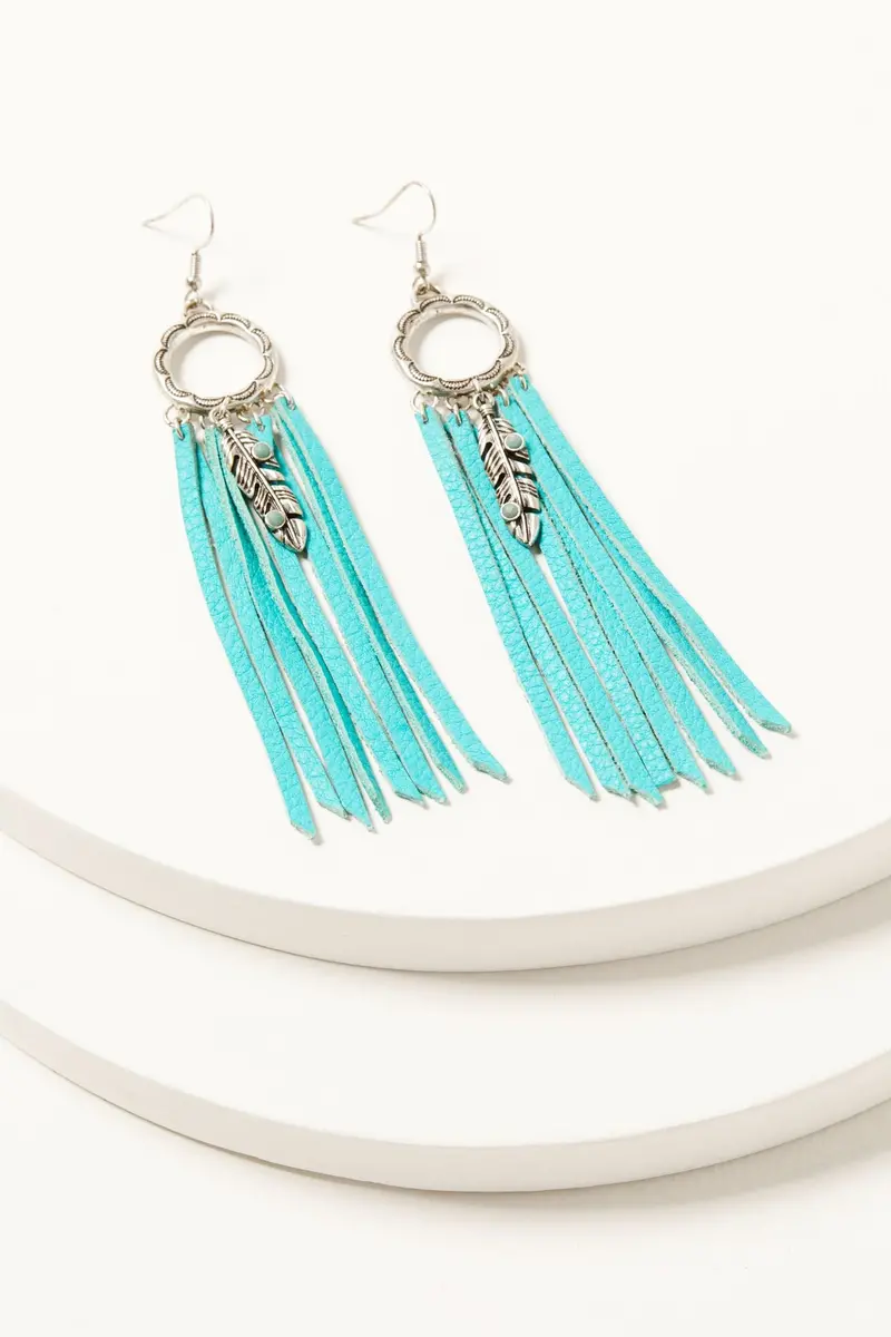 Andora Leather Fringe Earrings 1