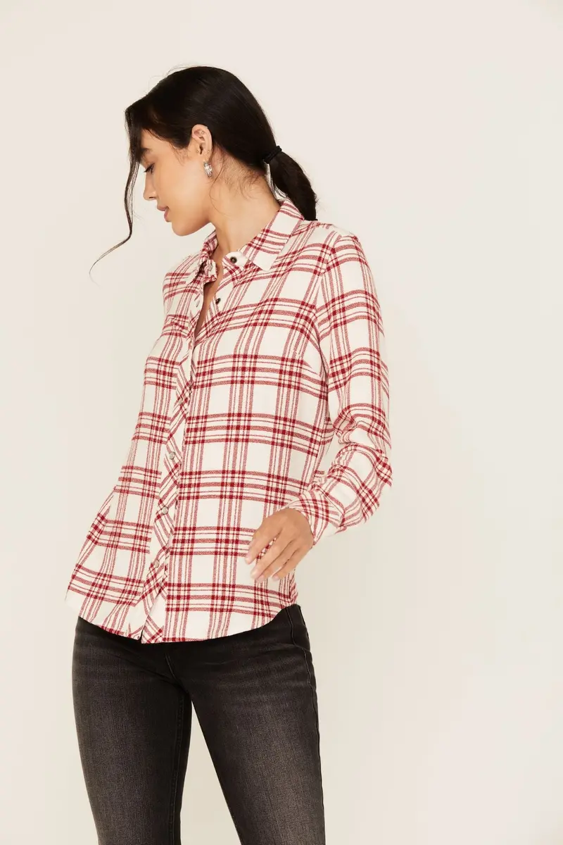 Anna Featherlight Plaid Print Long Sleeve Pearl Snap Western Shirt 1