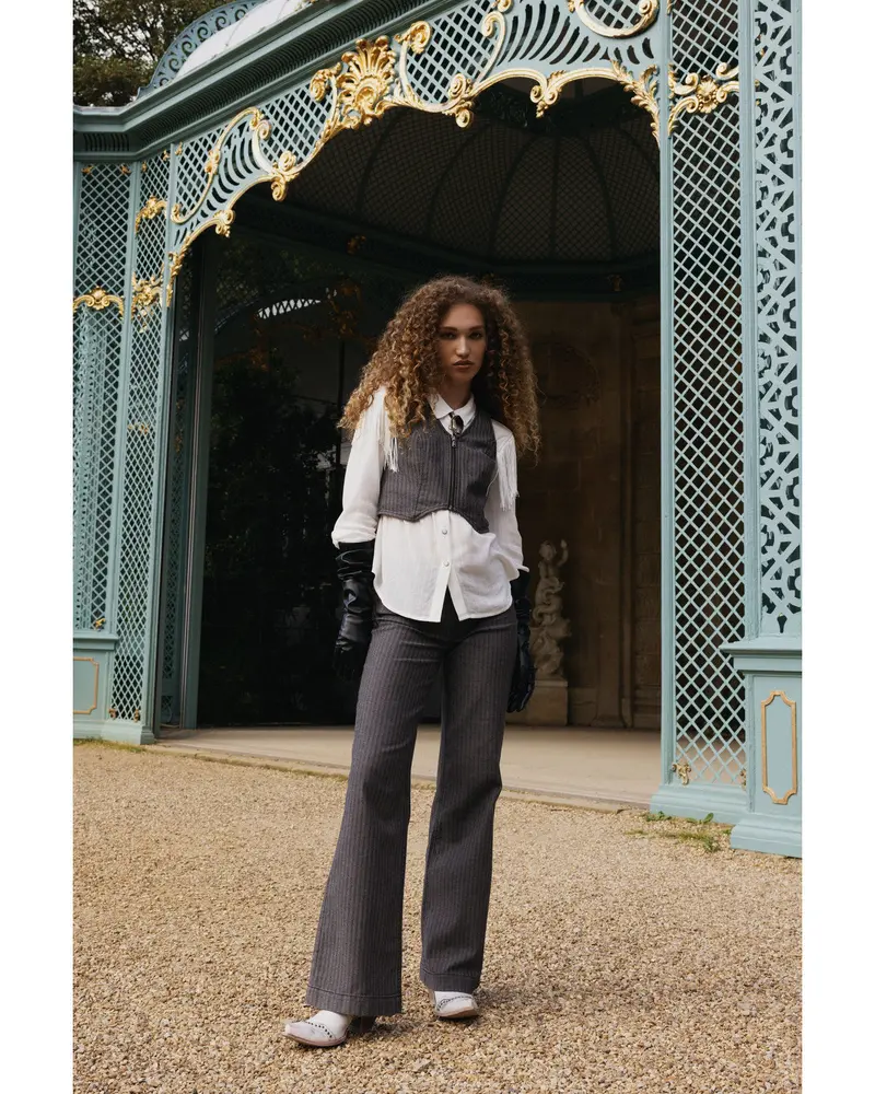 Annex Herringbone Revel Mid Rise Stretch Trouser Pants 1