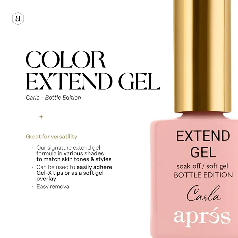 Apres Color Extend Gel Bottle, Gel-X Tips Adhesive, Soak Off Uv Soft Gel Builder, Nude Colors (Carla, 15 Ml) 1
