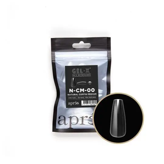 Aprés Gel-X® Natural Coffin Medium Refill Bag (50Pcs/Pack) 1