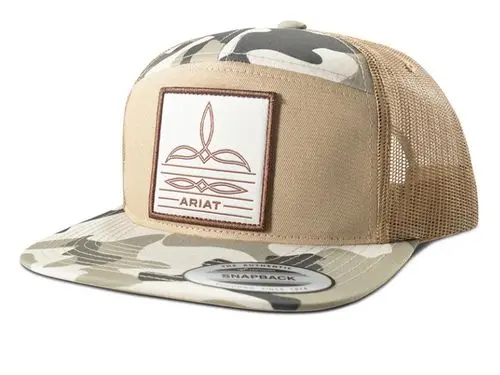Ariat 7 Panel Camo Boot Stitch Khaki Camo Cap - A3000920146 1