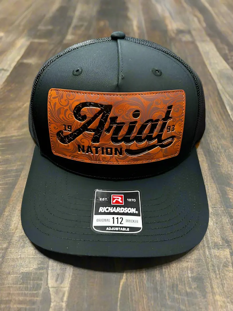 Ariat Black Leather Patch Logo Baseball Cap - A300086201 1