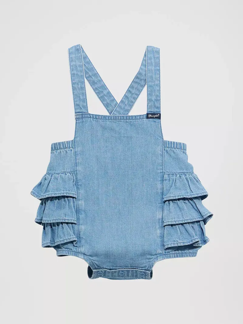 Baby Girl Wrangler Denim Ruffle Bodysuit - 112374986 1