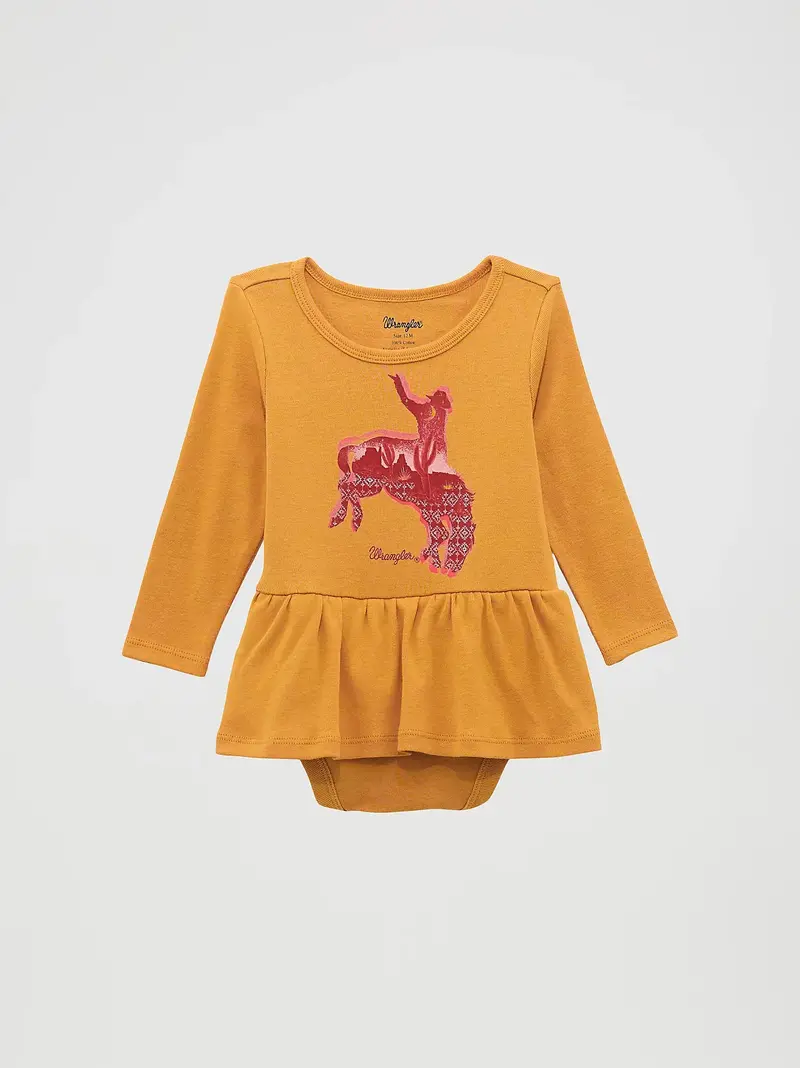 Baby Girl's Wrangler Horse Graphic Skirted Bodysuit - 112371930 1