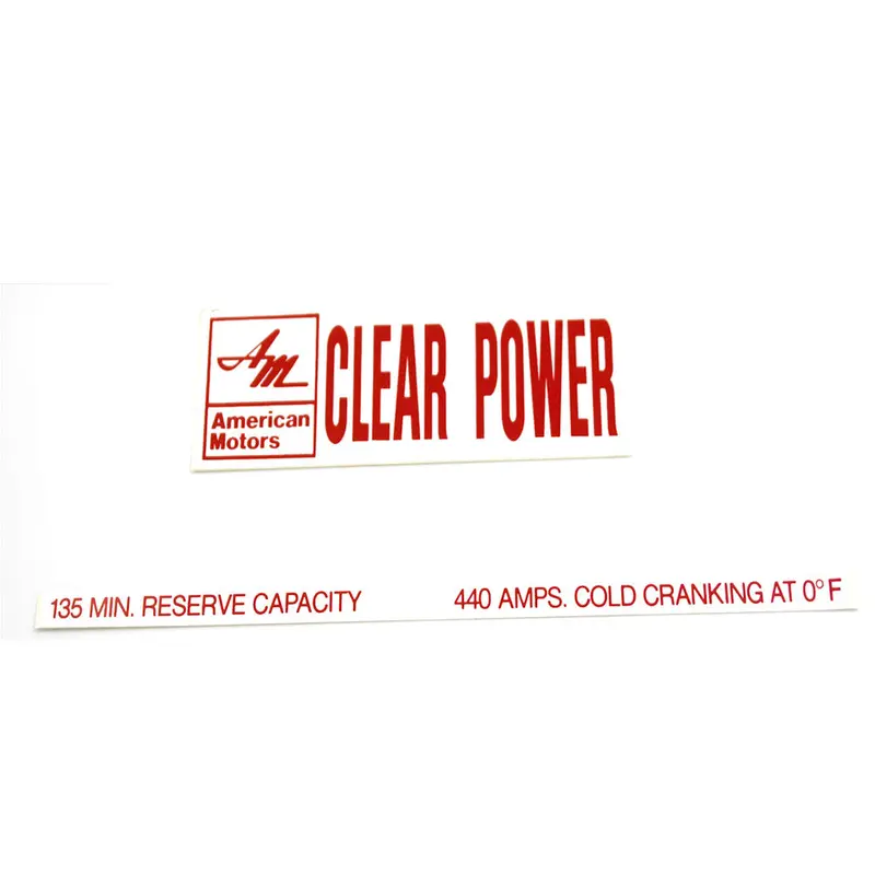 Battery Decal Set, Clear Power, 1969-70 Amc 1