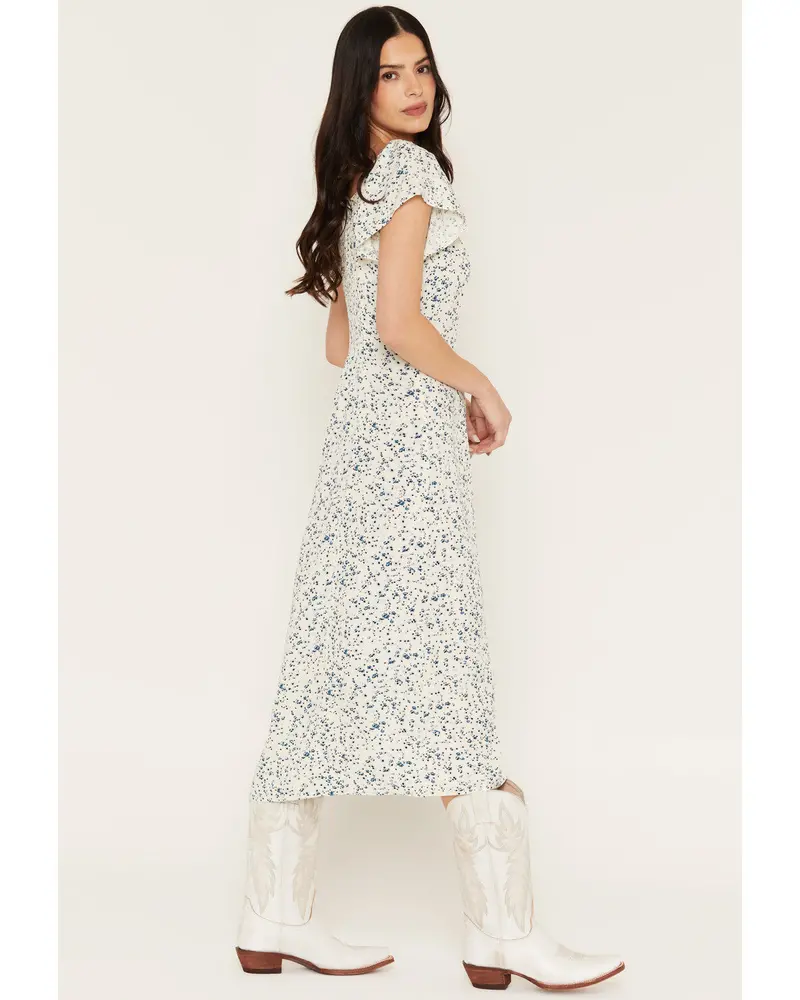 Bethany Floral Print Short Sleeve Midi Dress 1