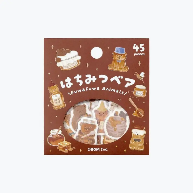 Bgm - Planner Sticker - Flake Seal - Fluffy Animals - Honey Bear 1