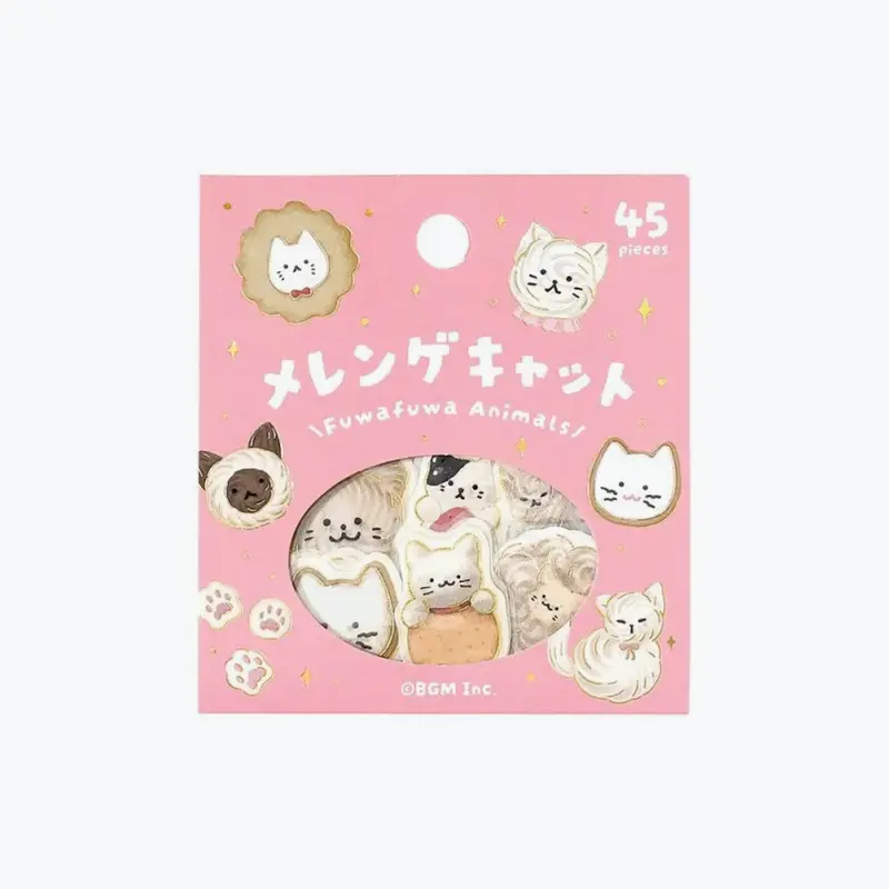 Bgm - Planner Sticker - Flake Seal - Fluffy Animals - Meringue Cat 1