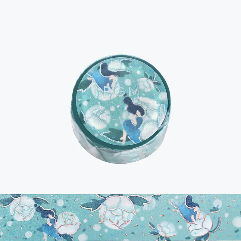 Bgm - Washi Tape - Flower Story - Turquoise 1
