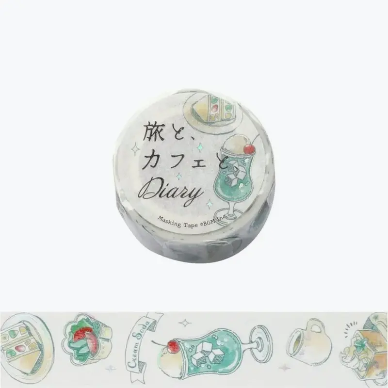 Bgm - Washi Tape - Travel Cafe - Mint 1
