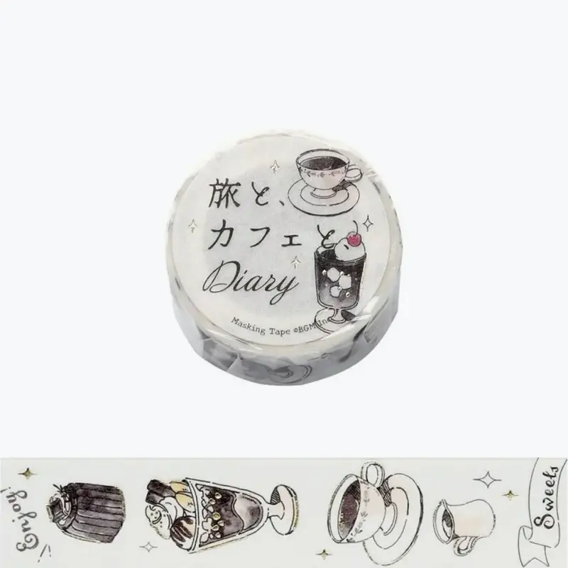 Bgm - Washi Tape - Travel Cafe - Noir 1