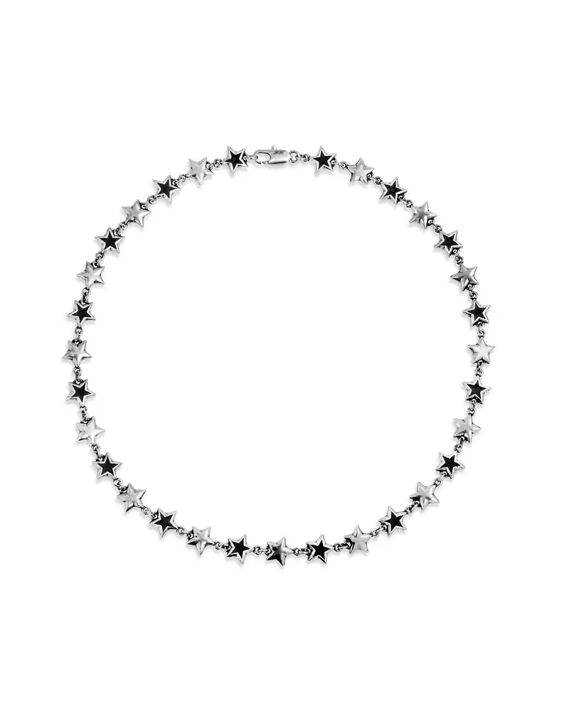 Black Enameled Stars Necklace 1