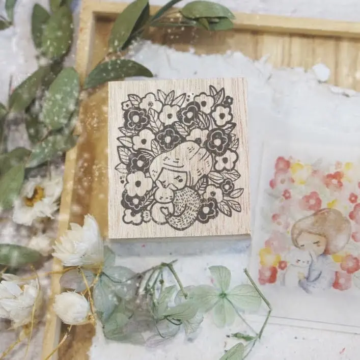 Black Milk Project - Stamp - Girl With Bunny (Florals) 1