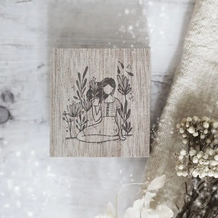 Black Milk Project - Stamp - Monochrome Girls (Plant In Tea Cup) 1