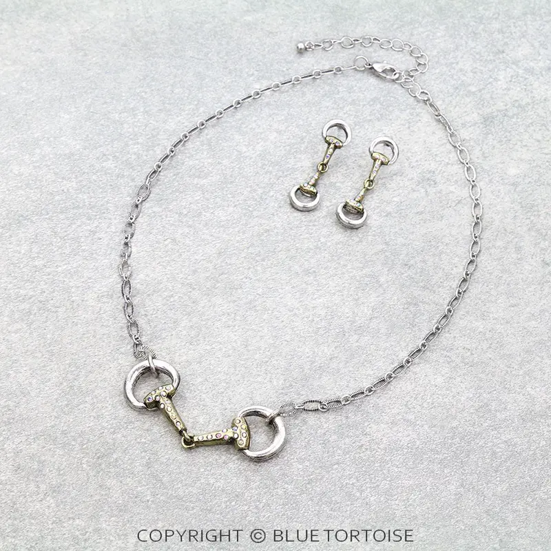 Blue Tortoise Western Horsebit Necklace Set - As7773 1