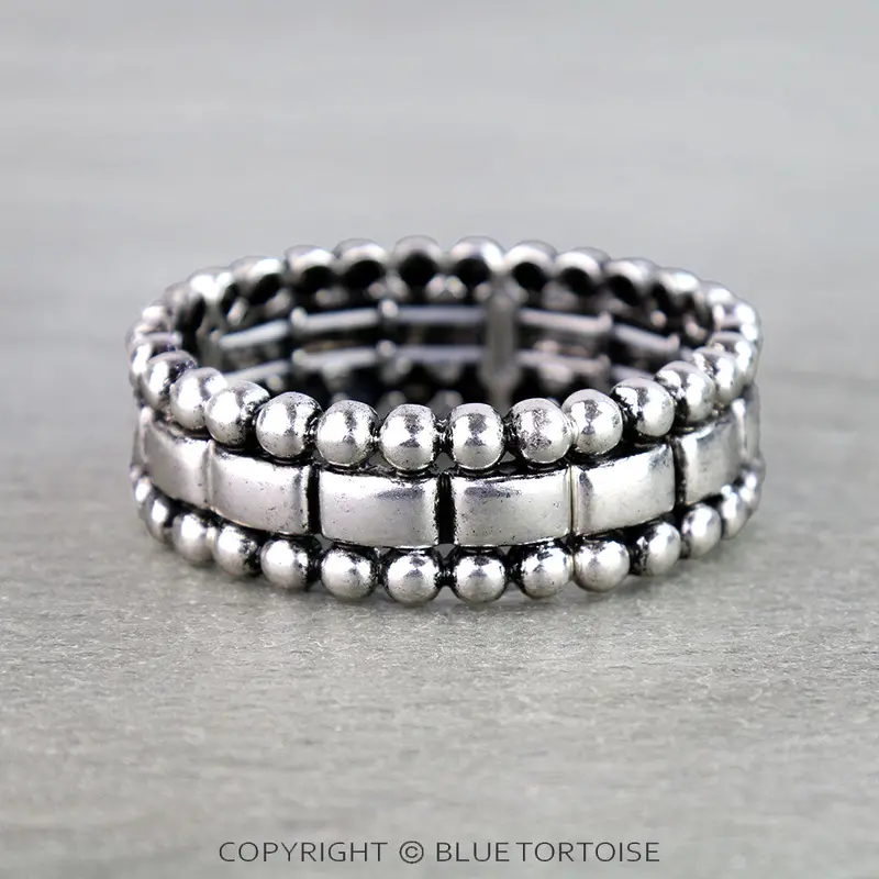 Blue Tortoise Western Metal Bubble Stretch Bracelet - Sb2469 1