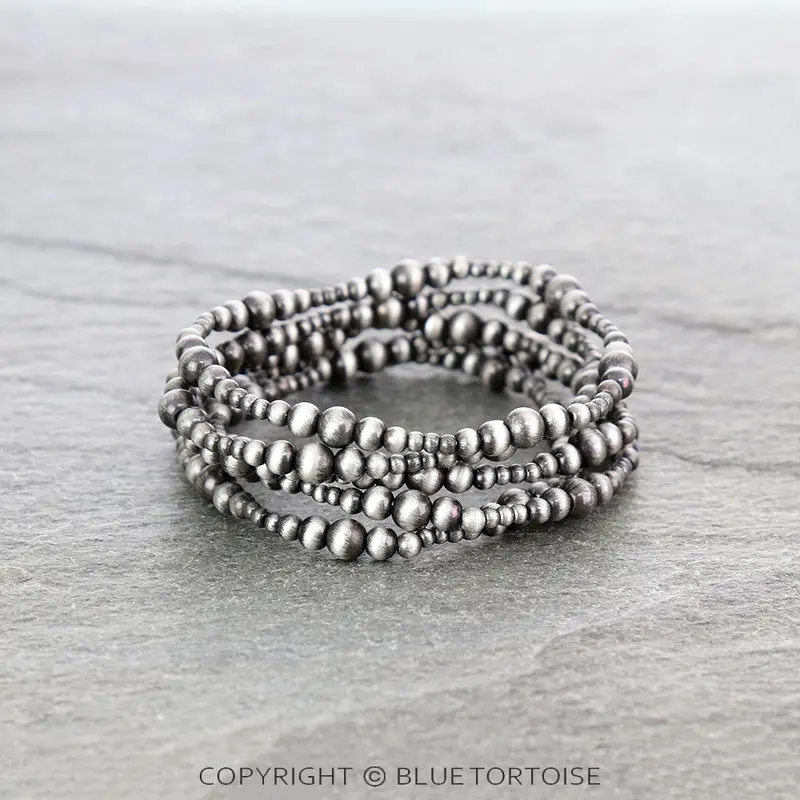 Blue Tortoise Western Navajo Style Pearl Stackable Bracelets - Jb0672 1