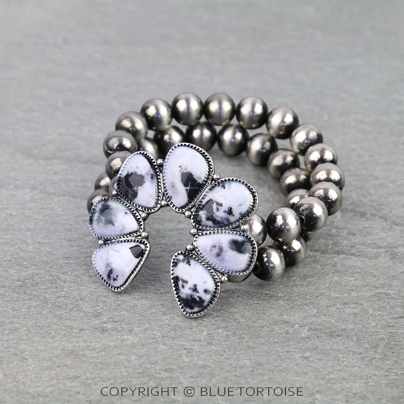 Blue Tortoise Western Squash Blossom Print Bracelet - Bb03694 1