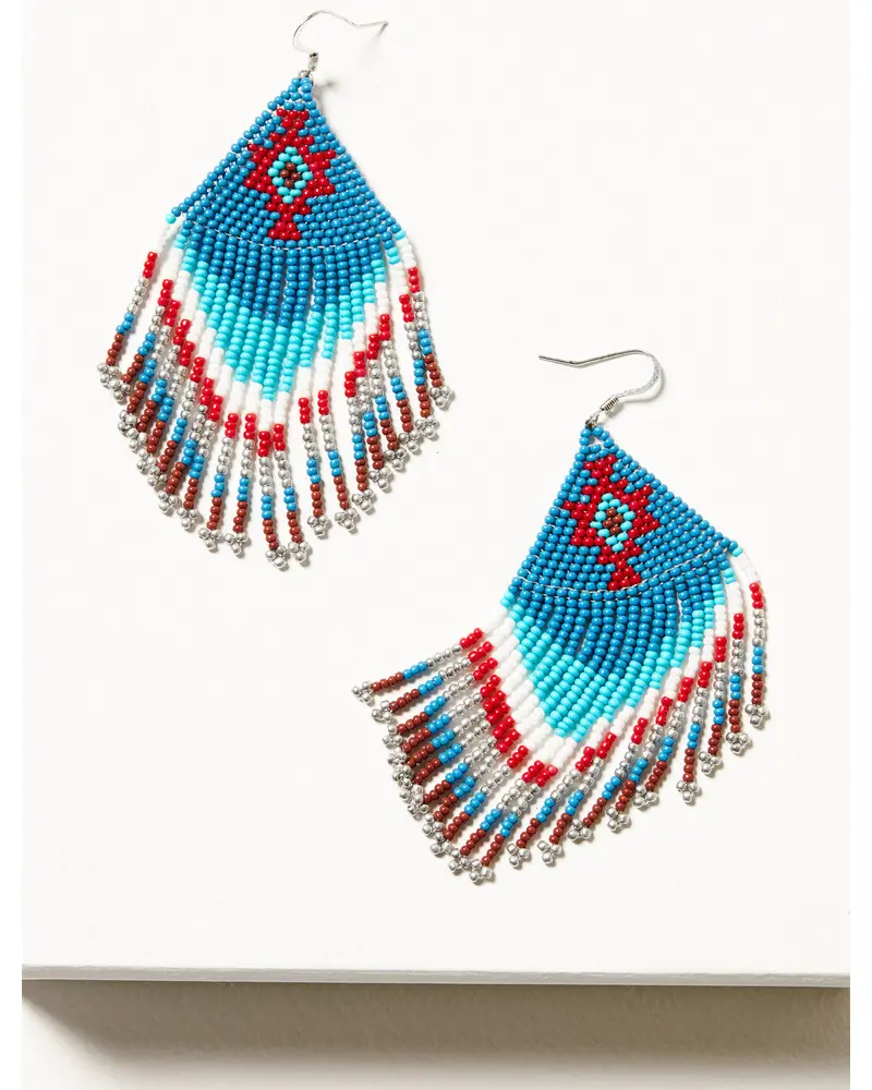 Blueridge Antique Seed Bead Fringe Earrings 1