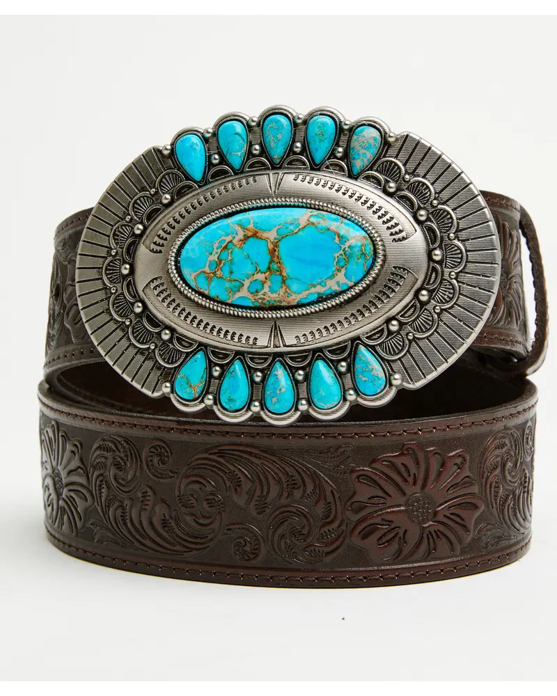 Bonnie Embossed Leather Buckle Belt 1