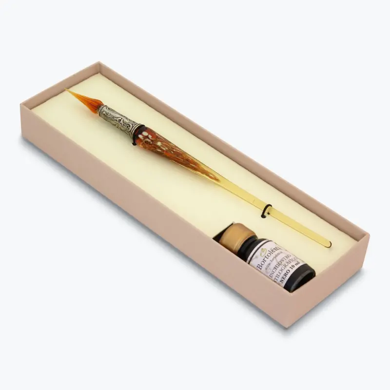 Bortoletti - Calligraphy Pen Set - Glass Nib - Amber 1