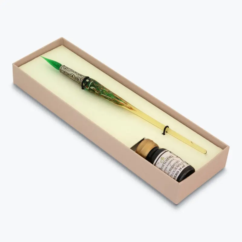 Bortoletti - Calligraphy Pen Set - Glass Nib - Green 1