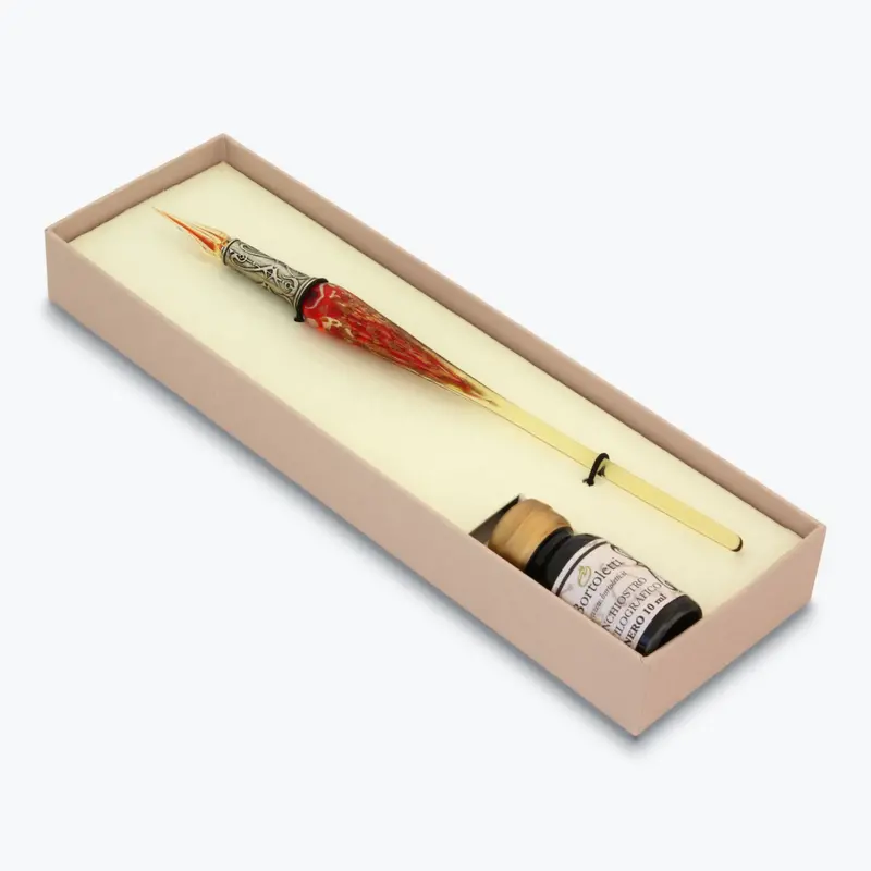 Bortoletti - Calligraphy Pen Set - Glass Nib - Red 1