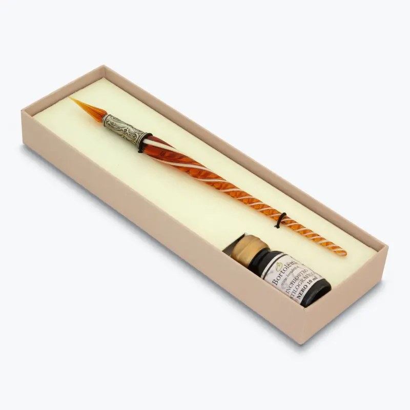 Bortoletti - Calligraphy Pen Set - Glass Nib - Twisted - Amber 1