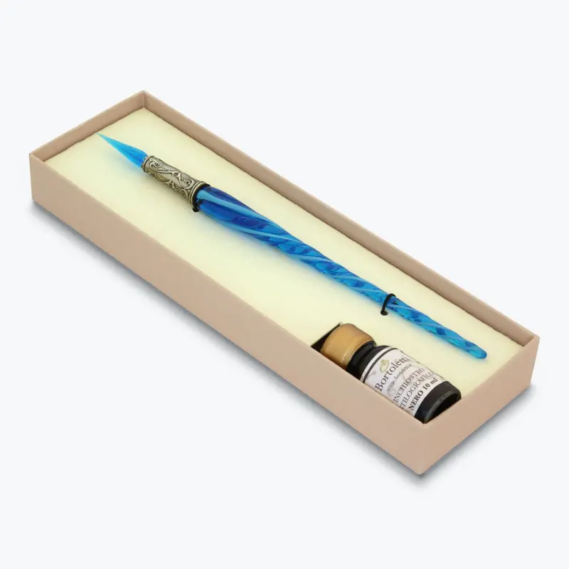 Bortoletti - Calligraphy Pen Set - Glass Nib - Twisted - Aquamarine 1