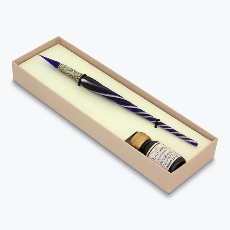 Bortoletti - Calligraphy Pen Set - Glass Nib - Twisted - Blue 1