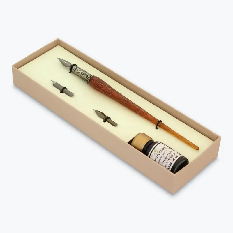 Bortoletti - Calligraphy Pen Set - Murano Glass - Copper - Amber 1