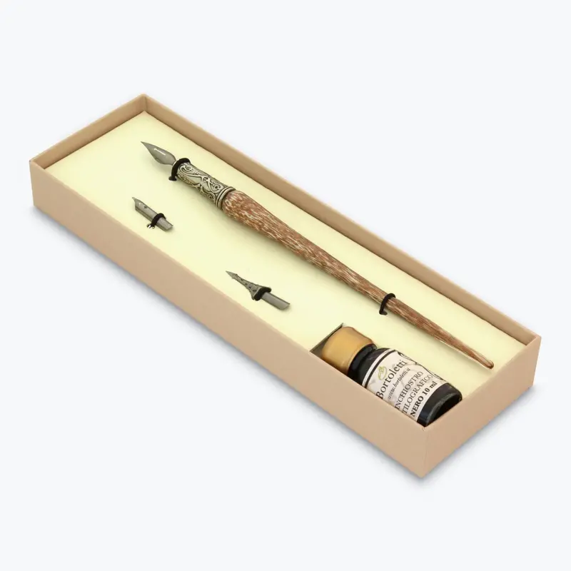 Bortoletti - Calligraphy Pen Set - Murano Glass - Copper - Ivory 1