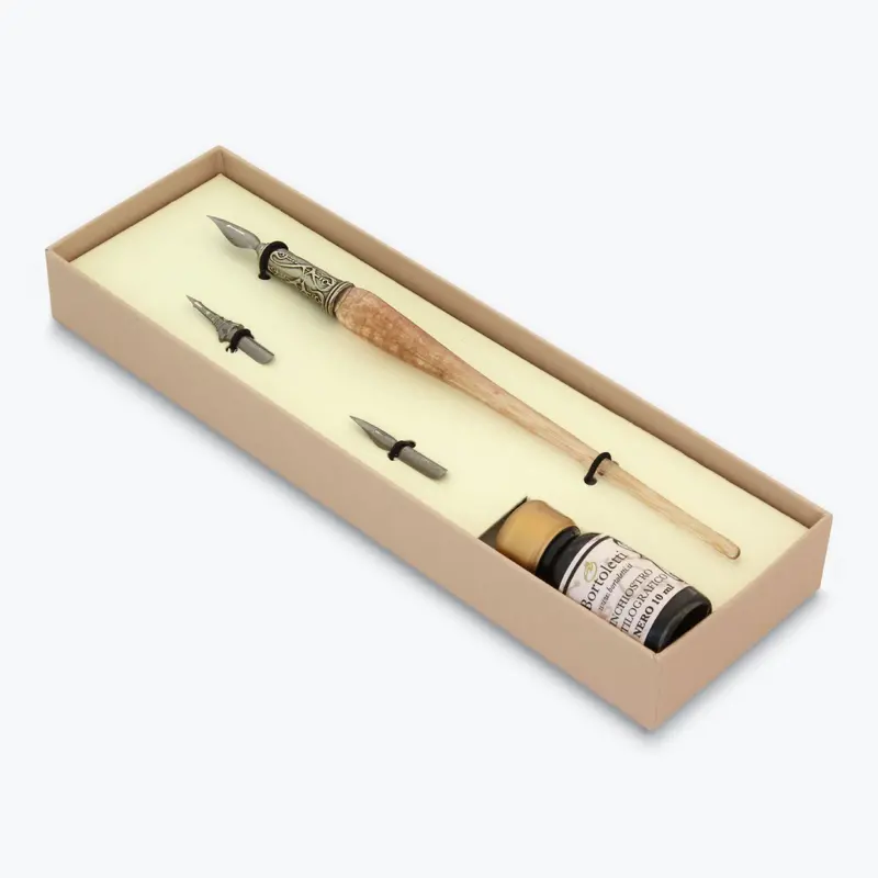 Bortoletti - Calligraphy Pen Set - Murano Glass - Copper - Pink 1