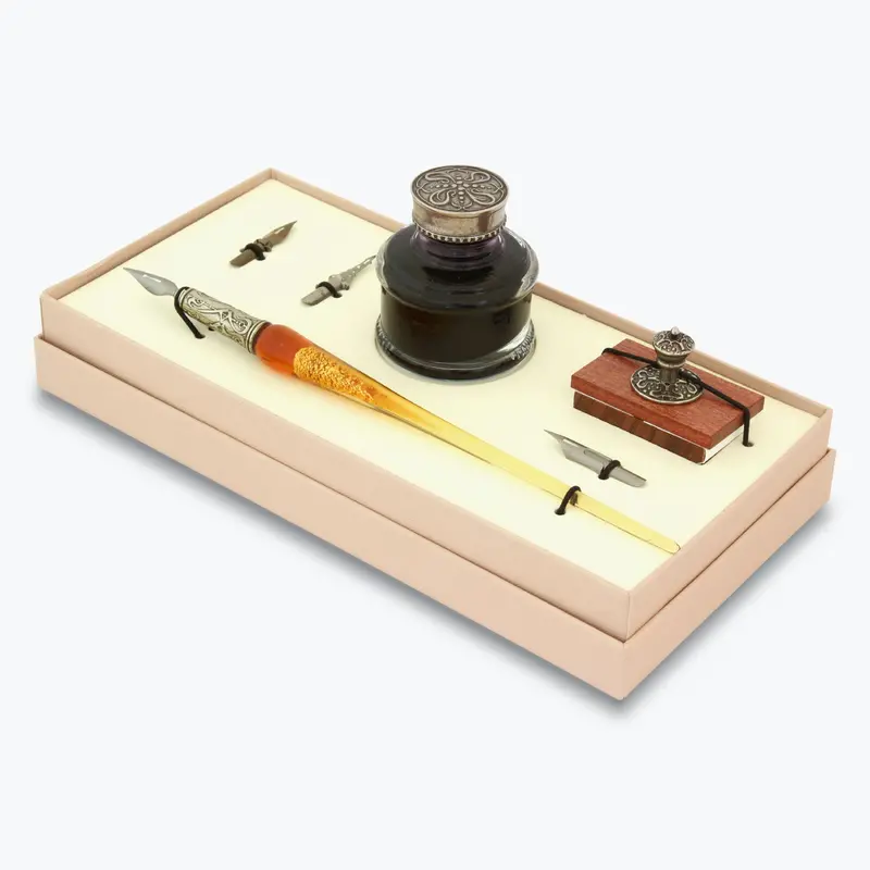 Bortoletti - Writing Pen Set - Murano Glass - Amber <Outgoing> 1
