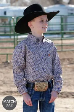 Boy's Cinch Medallion Print Purple Button-Down Western Shirt - Mtw7060364 1
