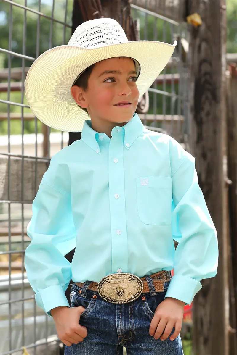 Boys Cinch Solid Button-Down Western Shirt - Mtw7060382 1