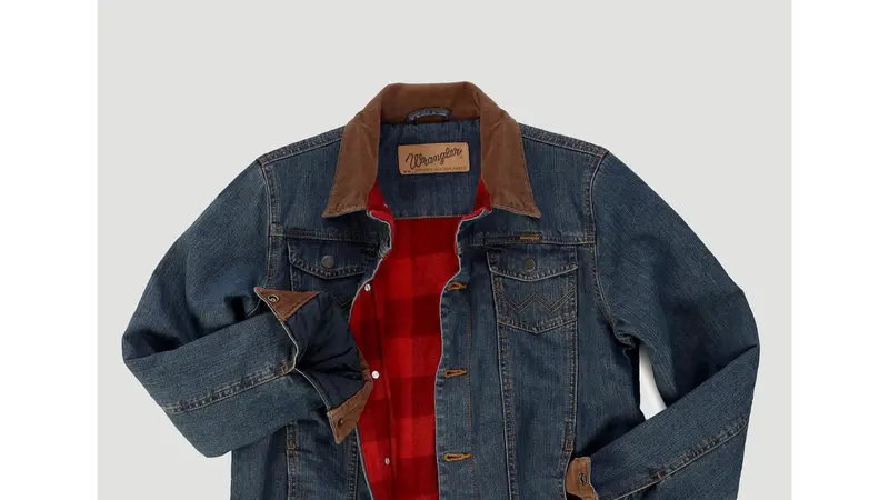 Boy's Wrangler Blanket Lined Denim Jacket In Rustic Blue - 84265Rt 1