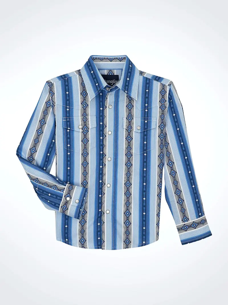 Boy's Wrangler Checotah Long Sleeve Western Snap Shirt - 112359432 1