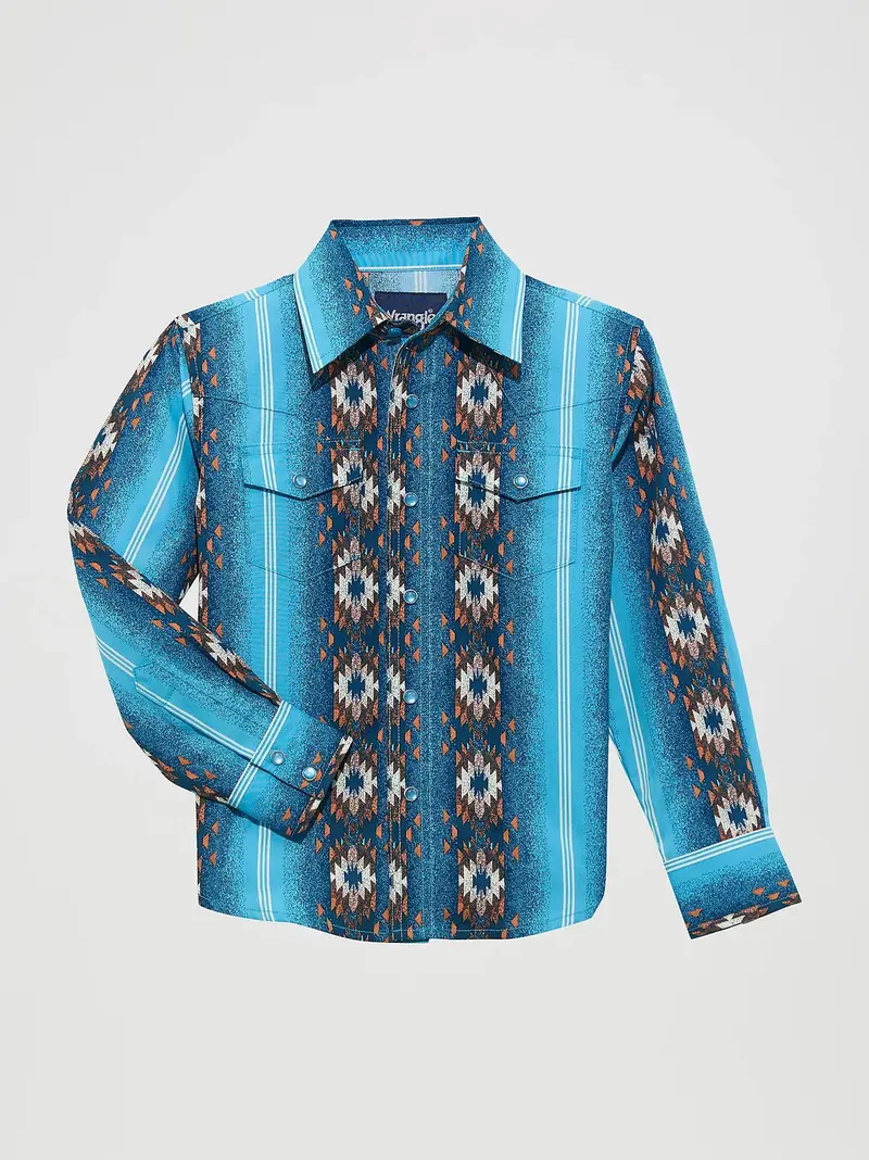 Boy's Wrangler Checotah Long Sleeve Western Snap Shirt - 112365829 1