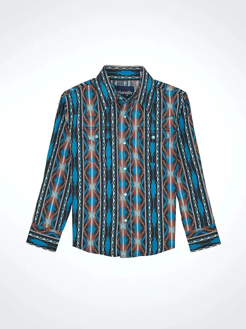 Boy's Wrangler Checotah Long Sleeve Western Snap Shirt - 112367720 1
